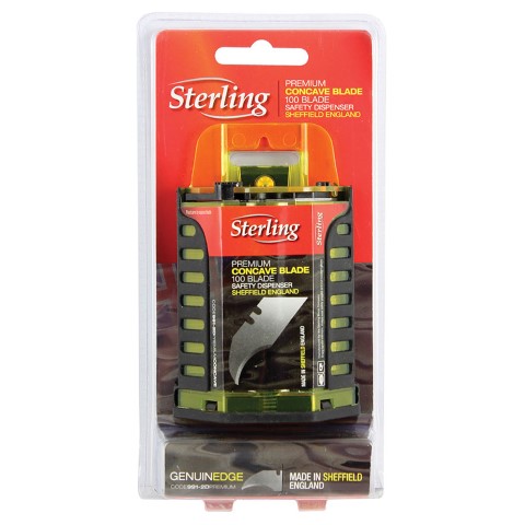 STERLING STANDARD CONCAVE TRIMMING KNIFE BLADE 991 DISPENSER OF 100